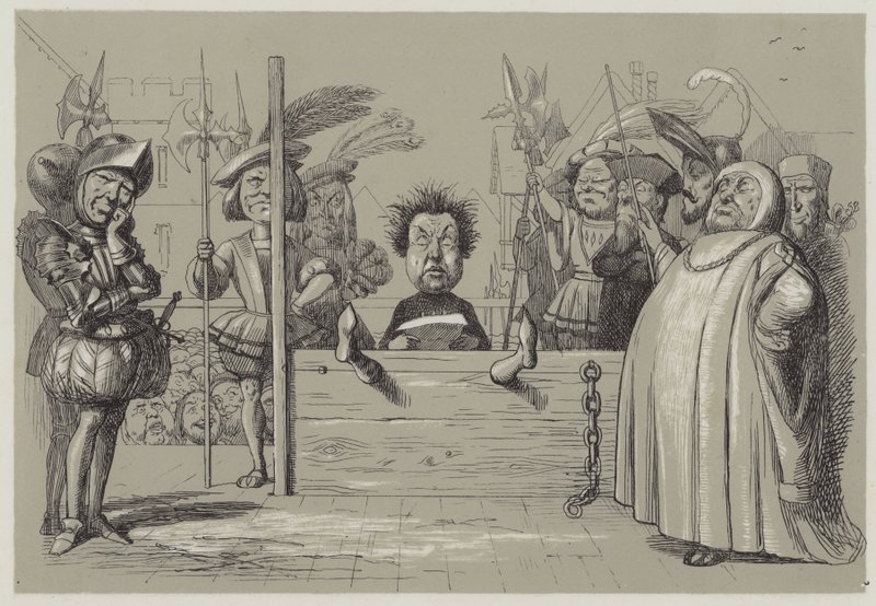 Perkin Warbeck čte svou zpověď (akvatinta) od Richard Doyle