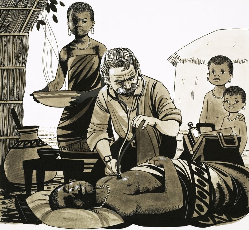 Muž s posláním: (ilustrace): Mise: Hudební lékař (Albert Schweitzer) od Richard Hook