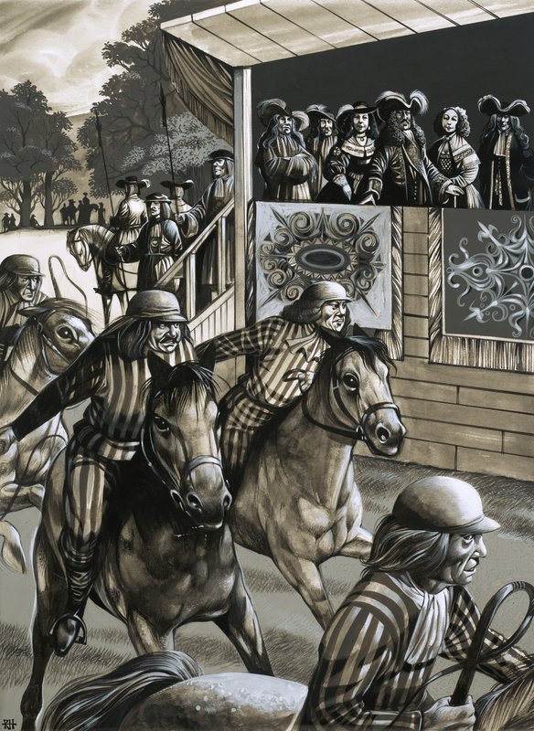 Karel II. a jeho přítelkyně si užívají den na dostizích v Newmarketu od Richard Hook