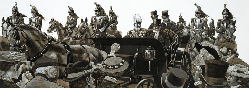 Když král Eduard projížděl Paříží ve státním voze, davy lidí se posmívaly a bučely. od Richard Hook