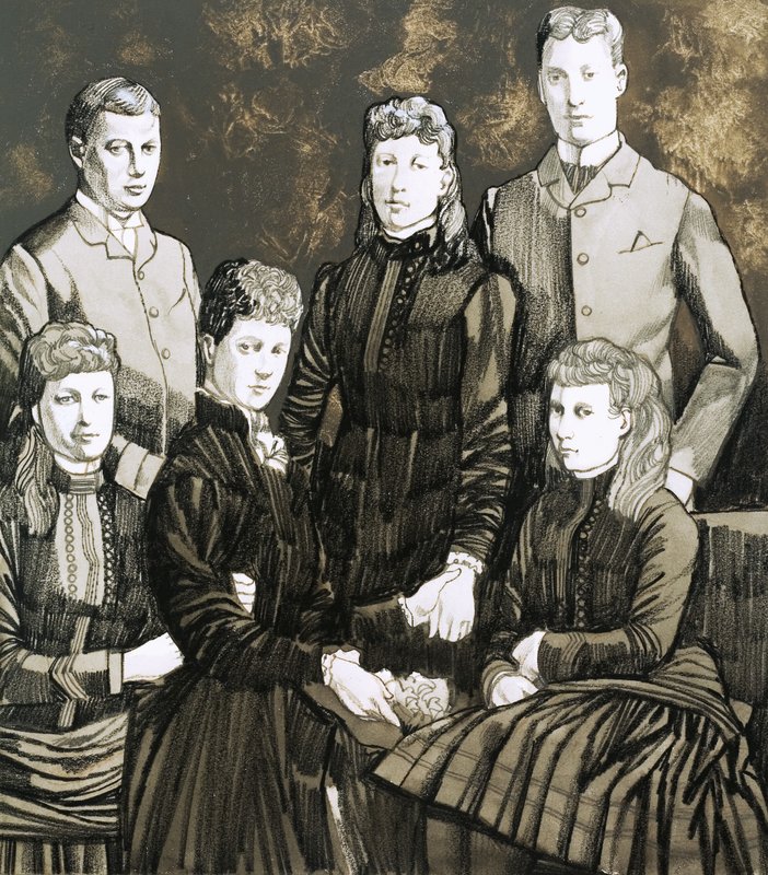 Dánská princezna Alexandra, manželka krále Eduarda, a její rodina s pěti dětmi od Richard Hook