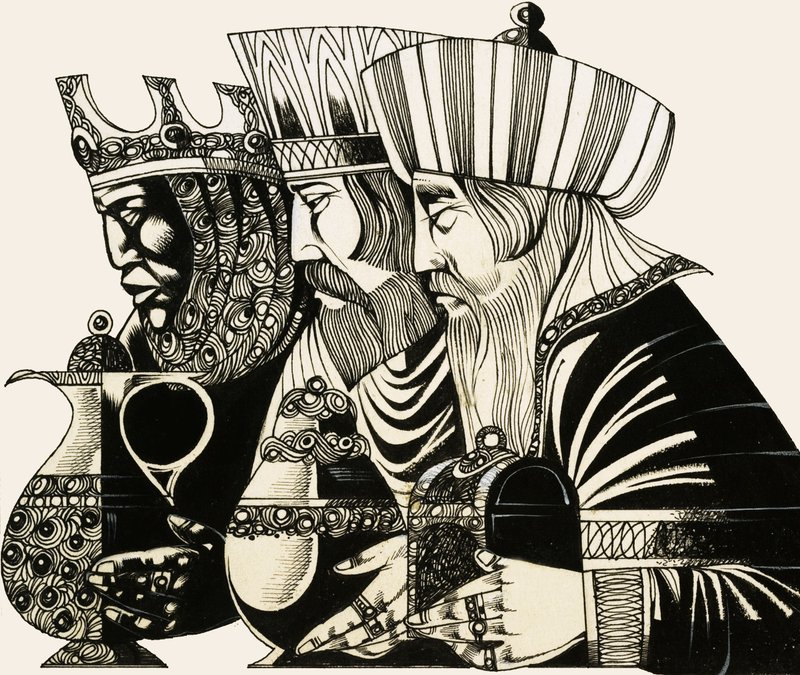 Tři králové (kvaš na papíře) od Richard Hook
