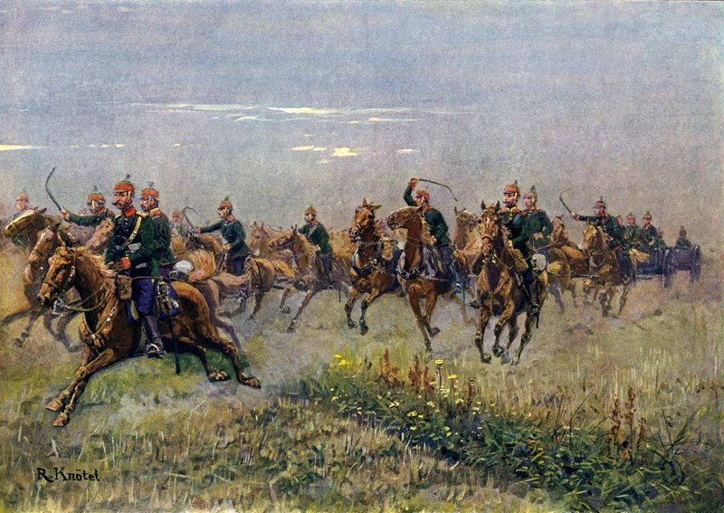 Saské polní dělostřelectvo ve cvalu (barevné lito) od Richard Knotel