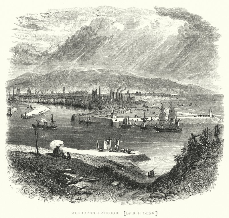Aberdeen Harbour (rytina) od Richard Principal (after) Leitch