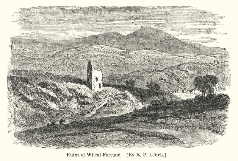 Ruins of Wheal Fortune (rytina) od Richard Principal (after) Leitch