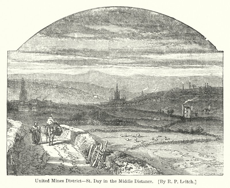 United Mines District, St Day in the Middle Distance (rytina) od Richard Principal (after) Leitch