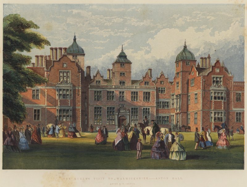 Návštěva královny ve Warwickshire, Aston Hall (chromolitho) od Richard Principal Leitch