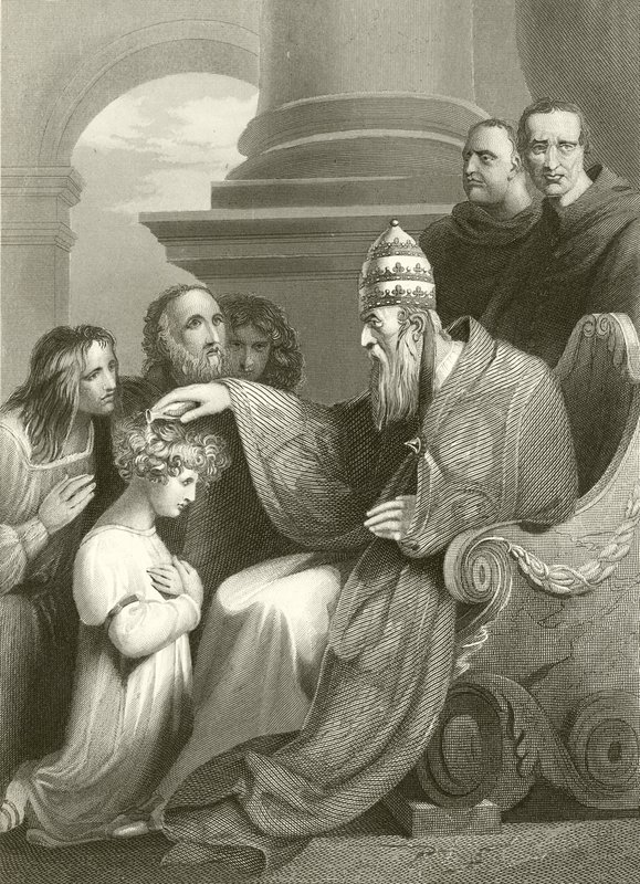 Princ Alfréd před papežem Lvem III. od Richard Westall