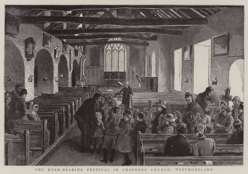 Rush-Bearing Festival v Grasmere Church, Westmoreland od Robert Barnes