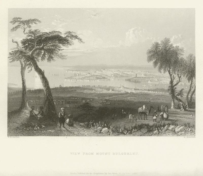 Pohled z hory Bulgurlhu, Turecko, 1839 od Robert Brandard