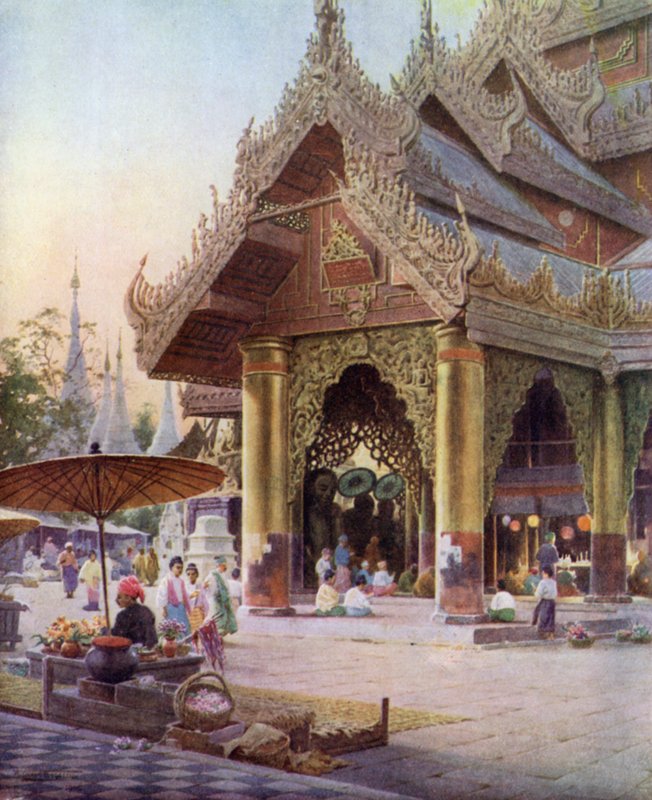 Svatyně na platformě pagody Shwedagon, Rangún, Barma 1905 od Robert George Talbot Kelly