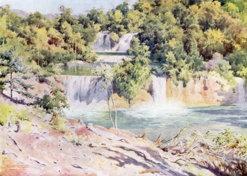 Vodopády Man-pwe z Bungalovu železničních společností od Robert George Talbot Kelly