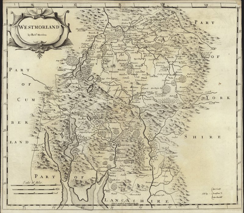 Mapa Westmorland od Robert Morden