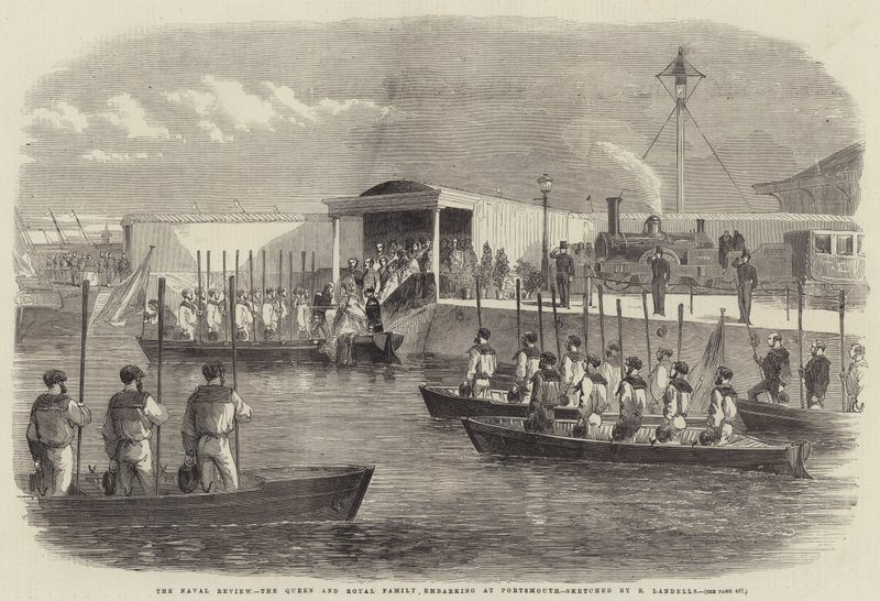 The Naval Review, královna a královská rodina nalodění v Portsmouthu od Robert Thomas Landells