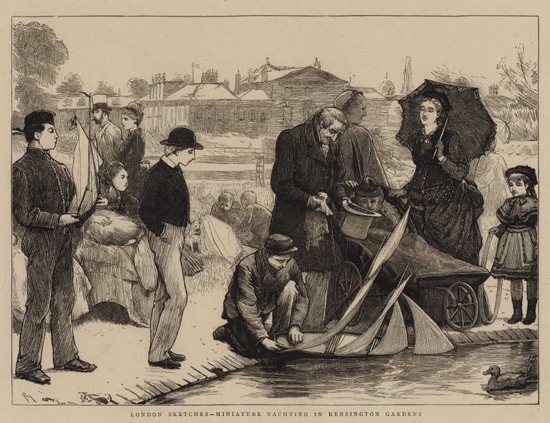 London Sketches, miniaturní jachting v Kensington Gardens od Robert Walker Macbeth
