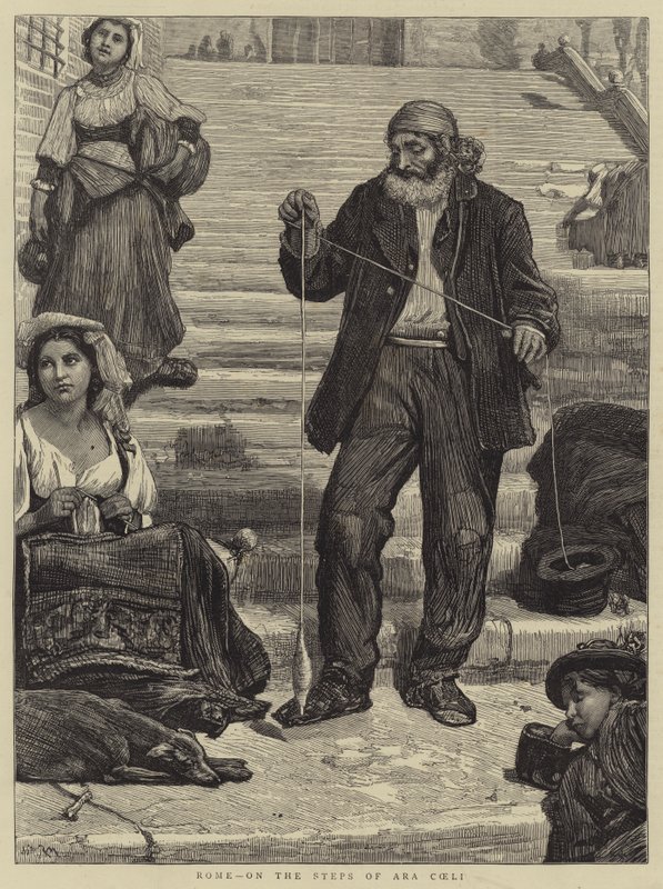 Řím, na schodech Ara Coeli od Robert Walker Macbeth