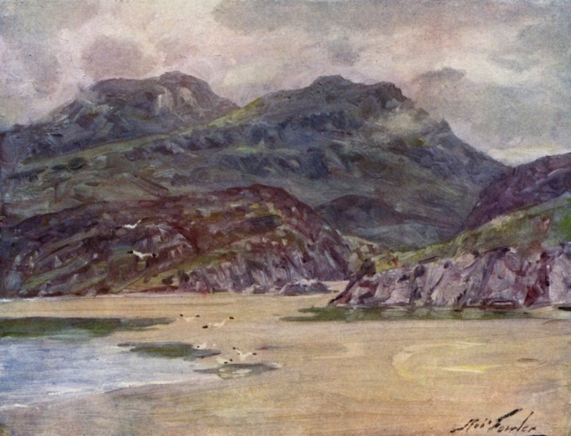 Osamělý břeh poblíž Penudyn Deudraeth (barva litho) od Robert (after) Fowler