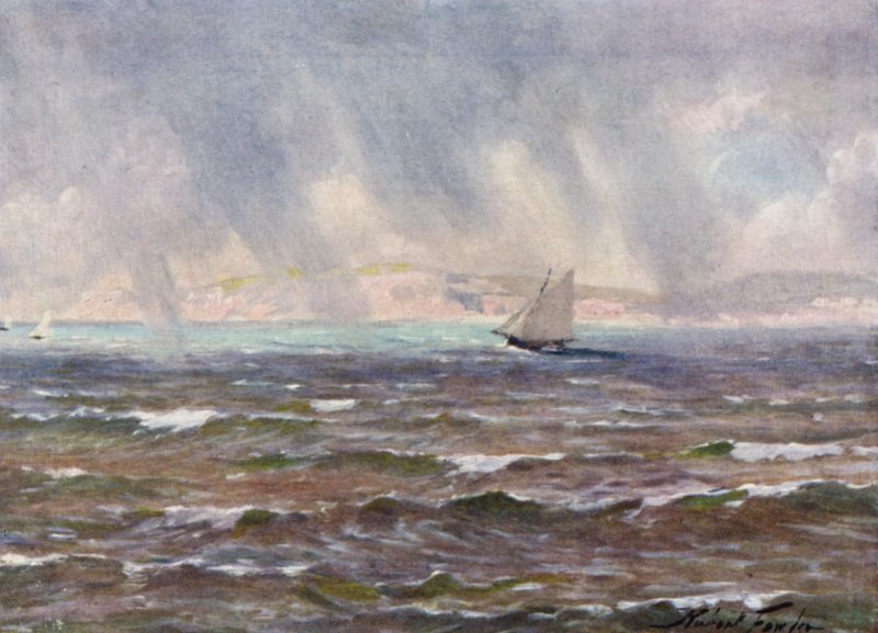 A Sudden Squall, Cardigan Bay (barevná lito) od Robert (after) Fowler