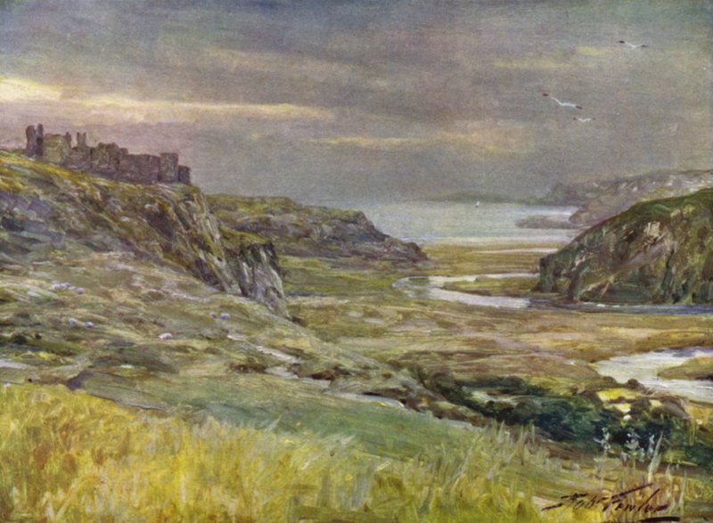 Pennard Castle, Glamorganshire (barevné lito) od Robert (after) Fowler