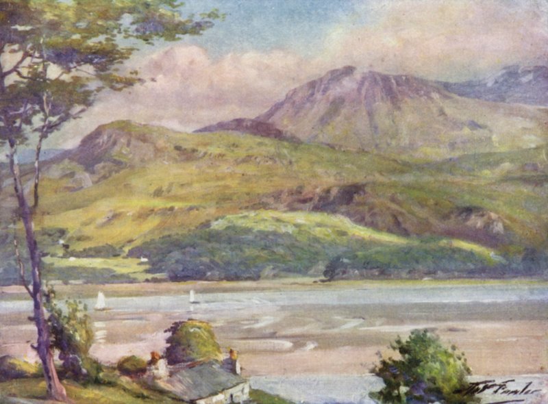 Pobřeží u Harlechu, odpoledne (barevné litho) od Robert (after) Fowler