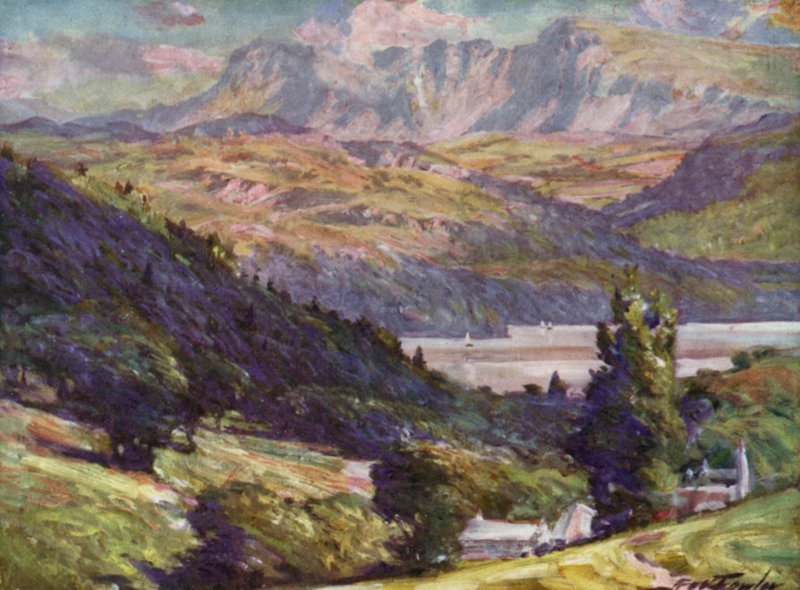 Pohled z Bontddu, Dolgelly (barevné lito) od Robert (after) Fowler