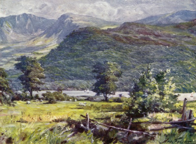 Pohled na Cader Idris (barevné lito) od Robert (after) Fowler