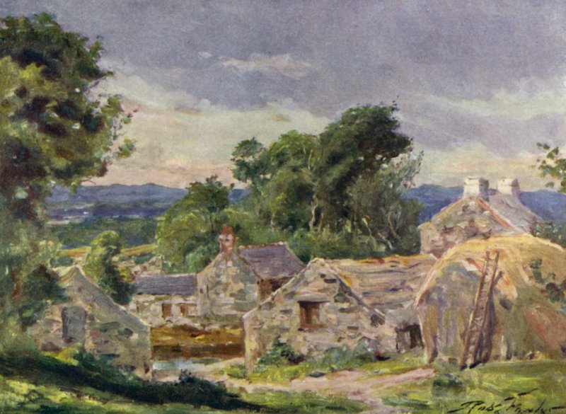 Welsh Farm, poblíž Llanberis (barva litho) od Robert (after) Fowler