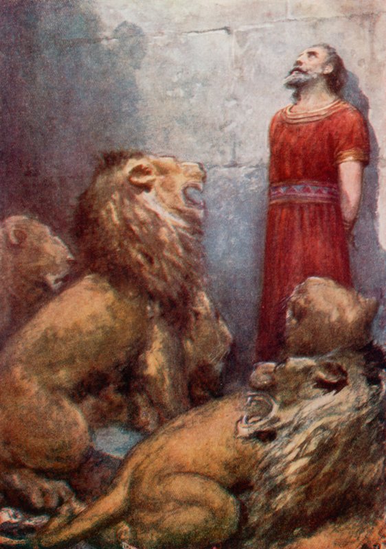 Daniel v Doupěti lvů (barevné lito) od Robert Ambrose (after) Dudley