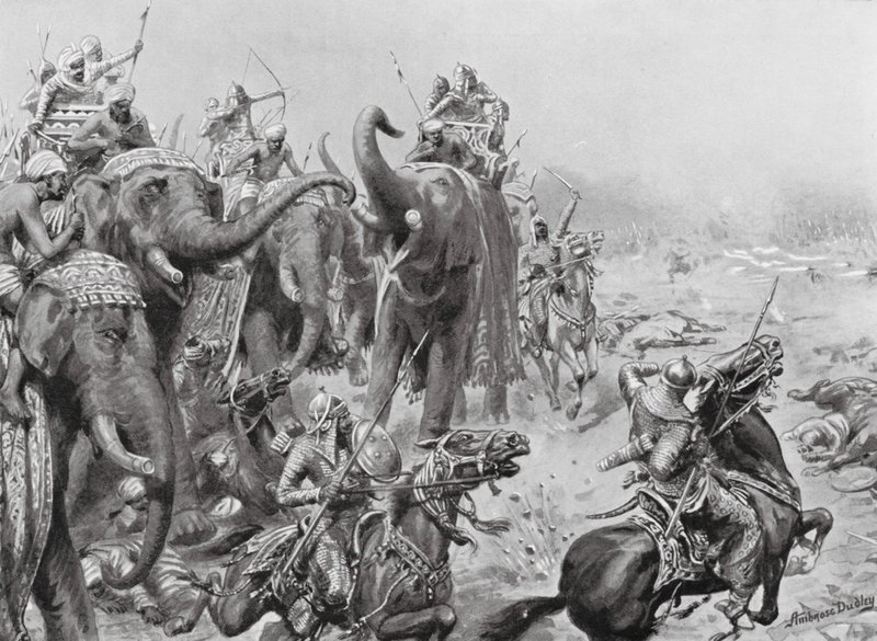Babar zavádí polní zbraně v Panipatu od Robert Ambrose Dudley