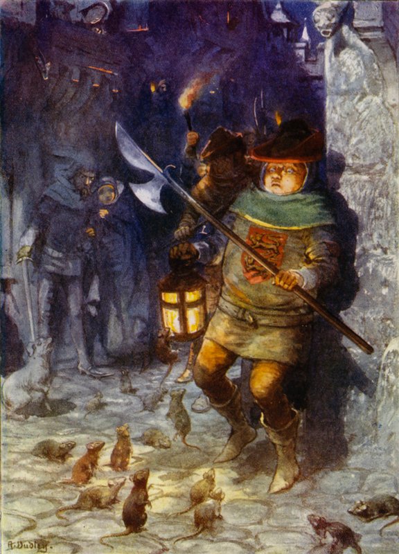 Ilustrace ke Krysařovi z Hamelnu Roberta Browninga (barevné lito) od Robert Ambrose Dudley