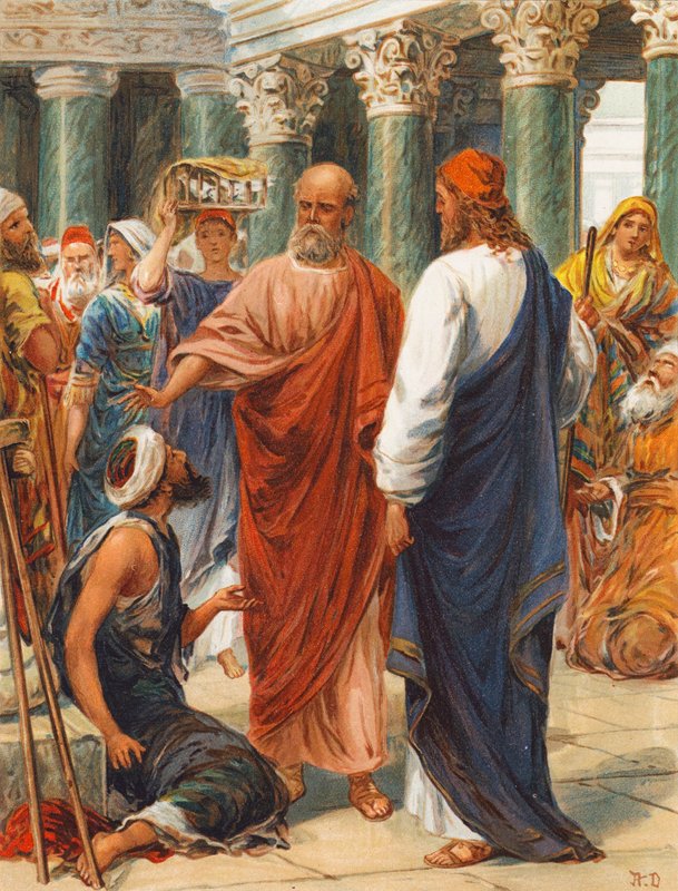 "Ve jménu Ježíše Krista Nazaretského vstaň a choď" (barevná litografie) od Robert Ambrose Dudley