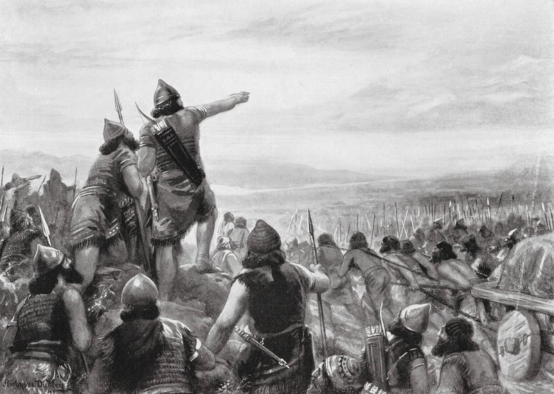 Nájezd Šamši-Adada III. na břeh "Velkého moře" (litografie) od Robert Ambrose Dudley