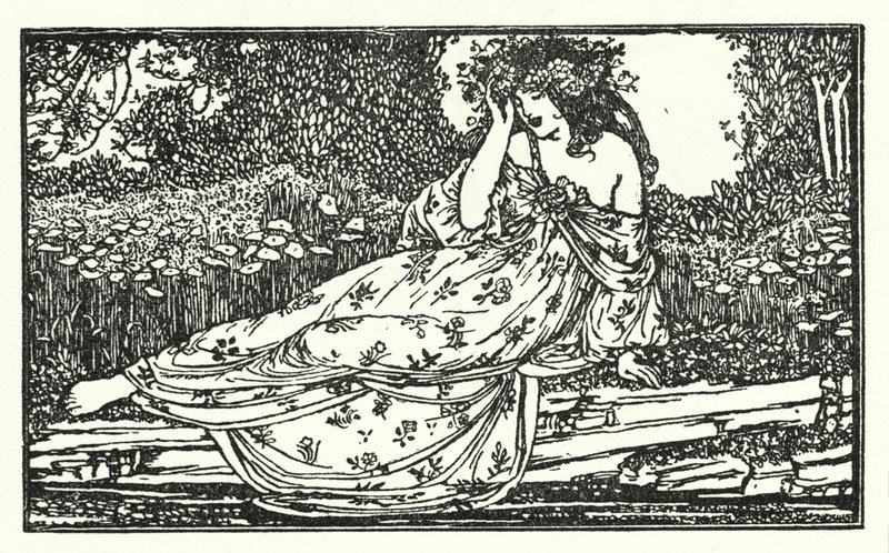 Ilustrace k básním Johna Keatse: Fragment Ódy na Maiu (litho) od Robert Anning Bell