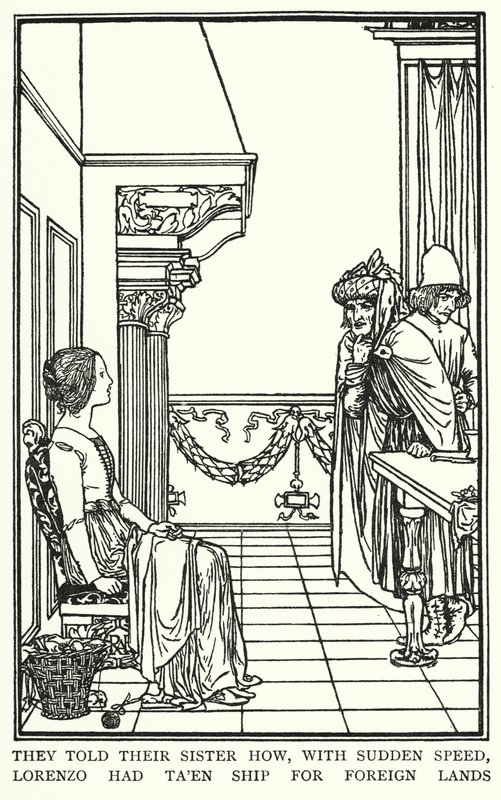 Ilustrace pro básně Johna Keatse: Isabella aneb The Pot of Basil (litho) od Robert Anning Bell