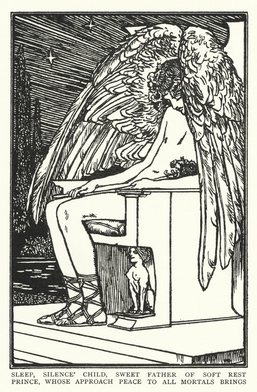 Spi, mlč, dítě, sladký otec měkkého odpočinku, princ, jehož přístup mír všem smrtelníkům přináší (litho) od Robert Anning Bell
