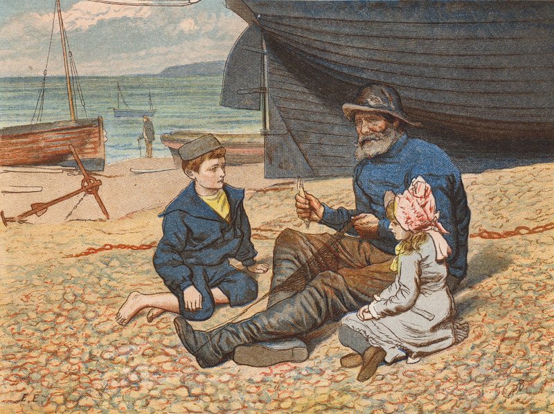 Jenkins vyprávěl Noře a Hughovi o svém chlapectví (barevná litografie) od Robert Barnes