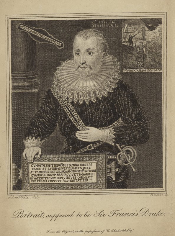 Francis Drake (rytina) od Robert Blemell (after) Schnebbelie