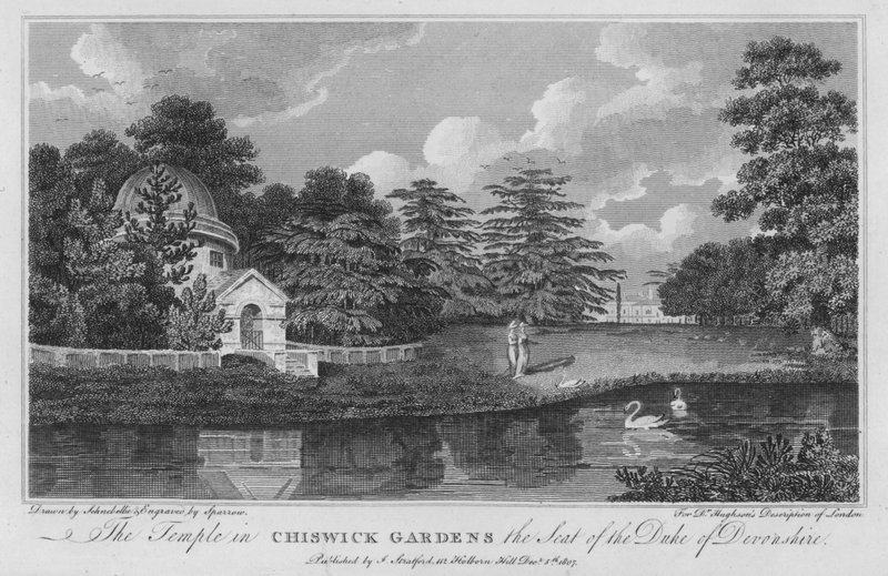 Chrám v Chiswick Gardens sídlo vévody z Devonshire (rytina) od Robert Blemell (after) Schnebbelie