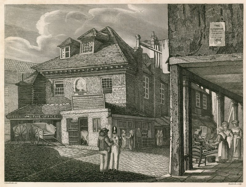 Hungerford Market, poblíž York Buildings, The Strand, Londýn od Robert Blemell Schnebbelie
