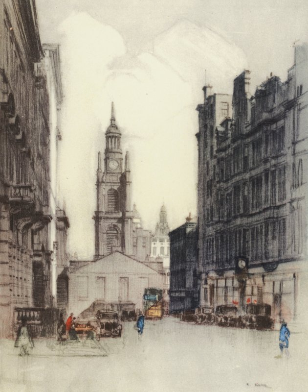 Glasgow: kostel svatého Jiří (barevná litografie) od Robert Eadie