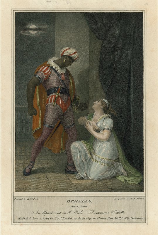 Ilustrace pro Shakespearův Othello, 4. dějství, scéna 2 (barevná rytina) od Robert Kerr (after) Porter