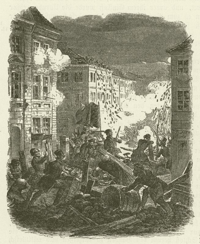 Boj na barikádě před radnicí Kolln v Berlíně v noci z 18. na 19. března 1848 od Robert Kretschmer