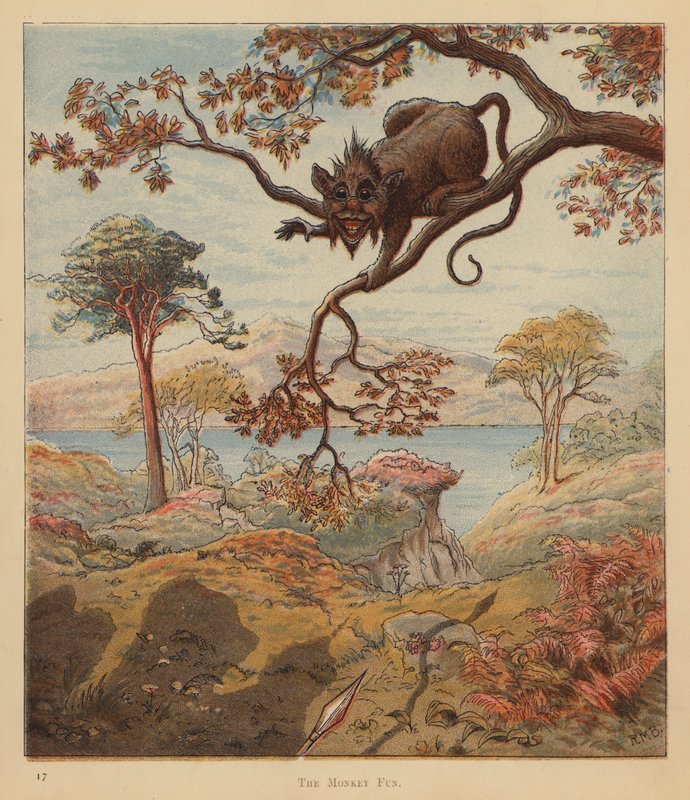 The Kitten Pilgrims: The Monkey Fun (barevné lito) od Robert Michael Ballantyne