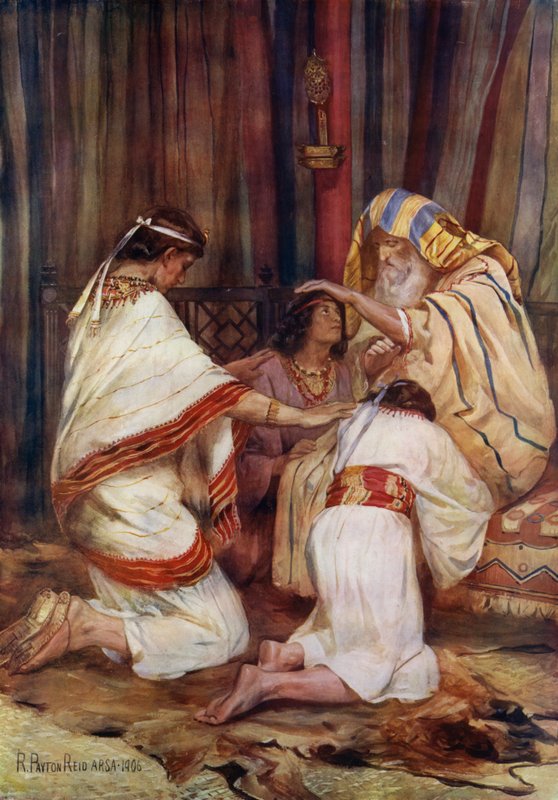 Jacob žehná svým vnukům (barevné lito) od Robert Payton Reid