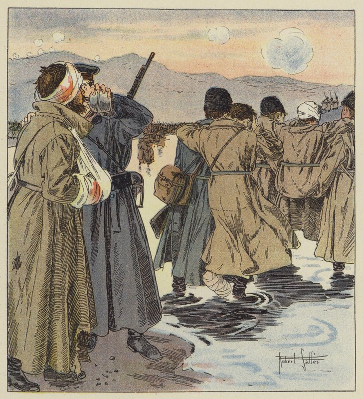 Konvoj zraněných byl nucen překonat několik vodních cest. od Robert Salles