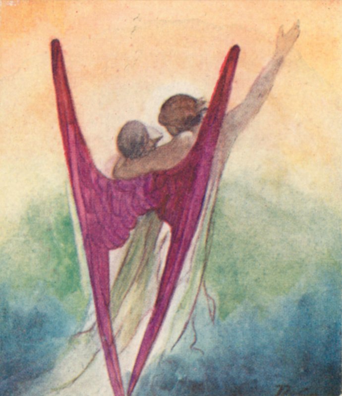 Ilustrace ke hře The Dream Of Gerontius od kardinála Newmana (barevné lito) od Robert Traill Rose
