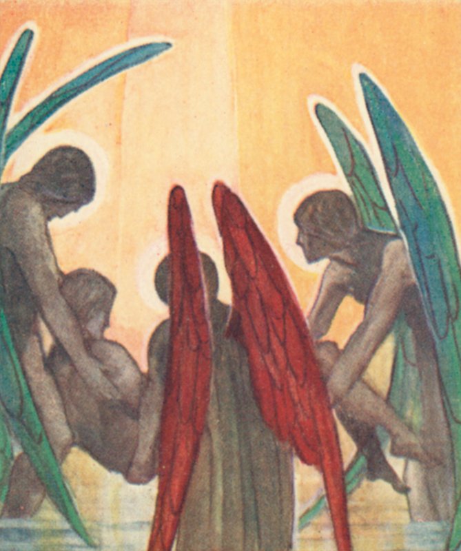 Ilustrace ke hře The Dream Of Gerontius od kardinála Newmana (barevné lito) od Robert Traill Rose