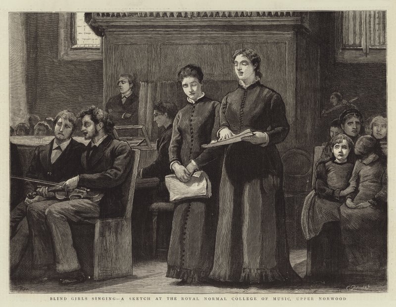 Zpěv Blind Girls, Sketch na Royal Normal College of Music, Upper Norwood od Robert Walker Macbeth