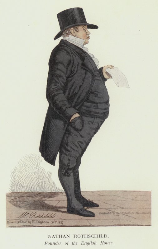 Nathan Rothschild, zakladatel Anglického domu (barevné lito) od Robert the younger Dighton