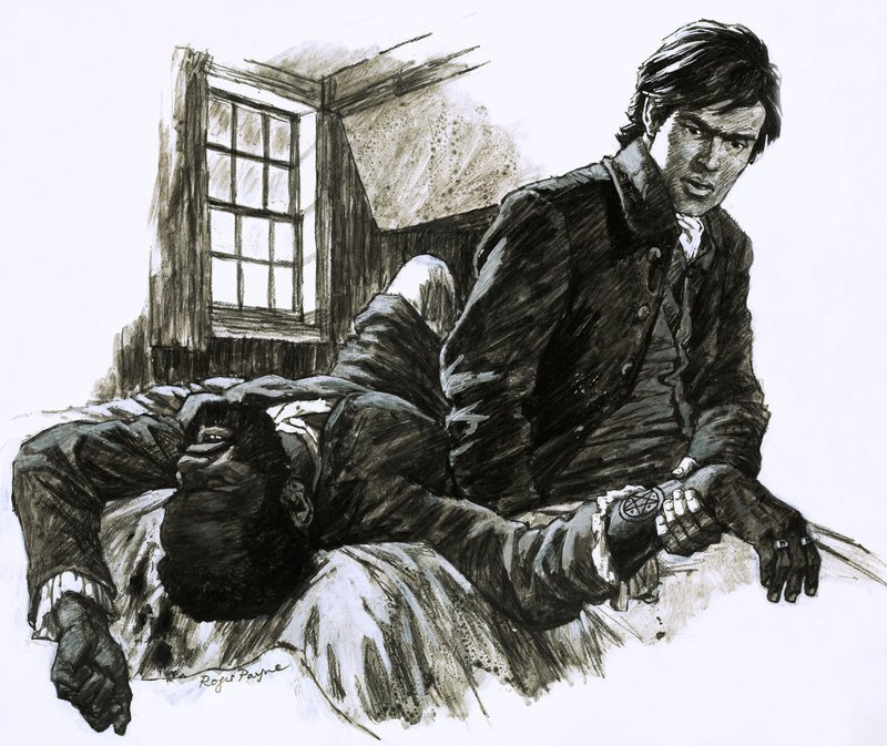 Neznámý nepřítel, ilustrace ze seriálu Znamení pentagramu od Roger Payne